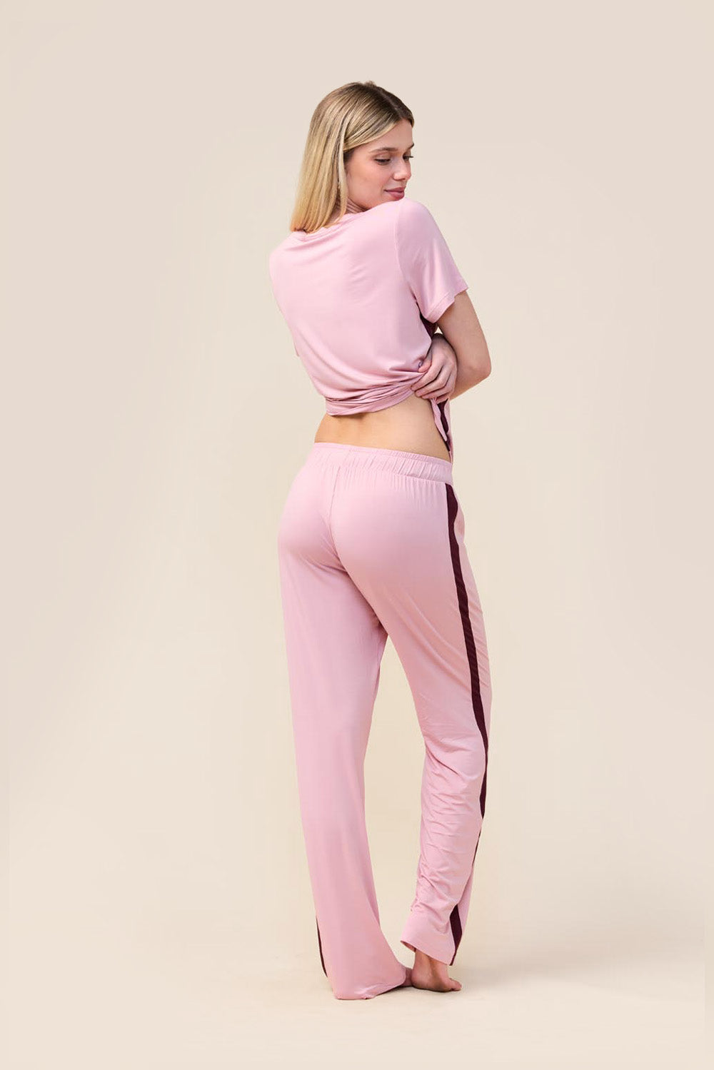 Gingerlilly Inez Bamboo Pant with Stripe - Pink - Back alt