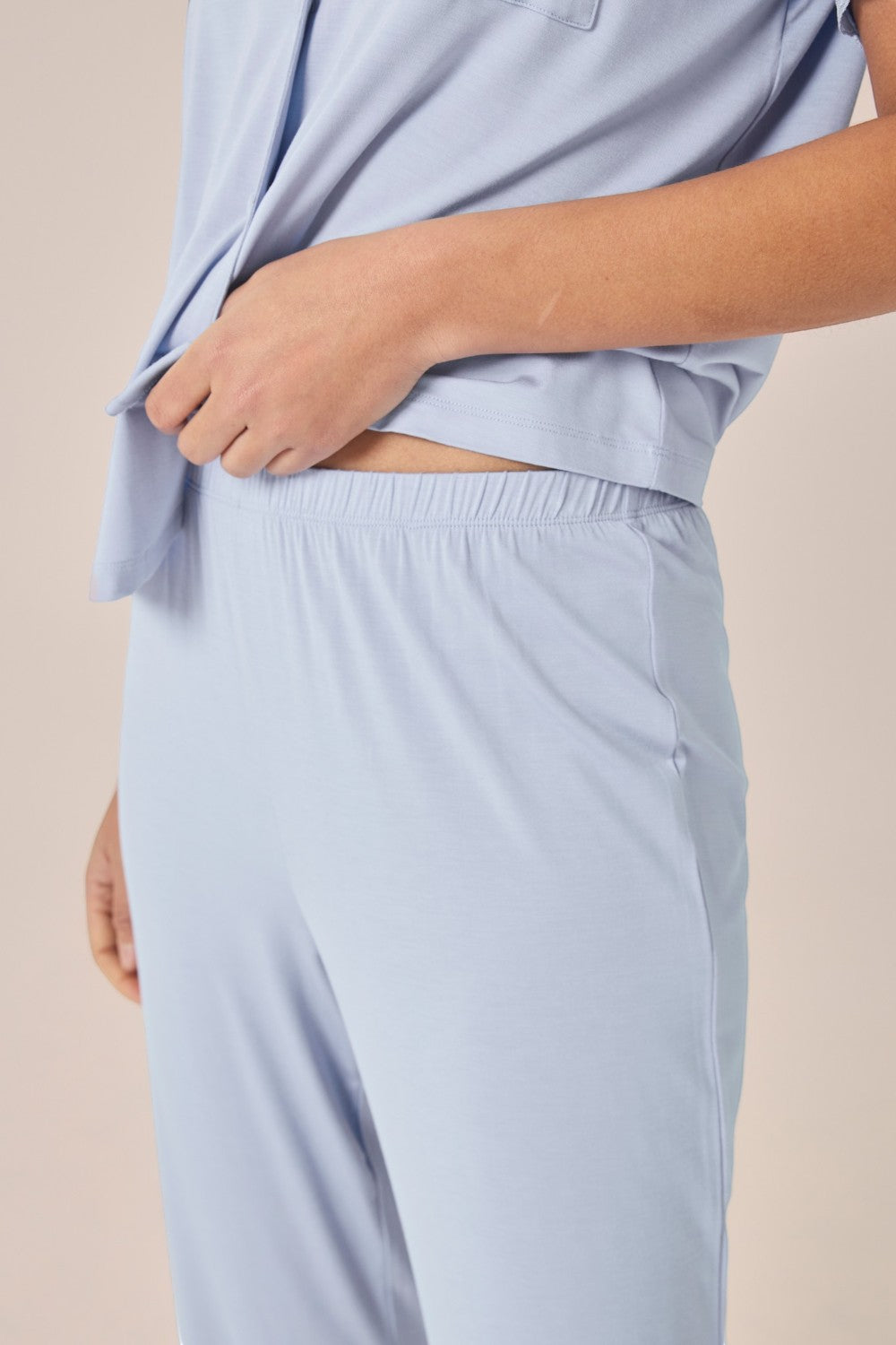 Gingerlilly Dianne Bamboo Long PJ Set with Lace in Blue