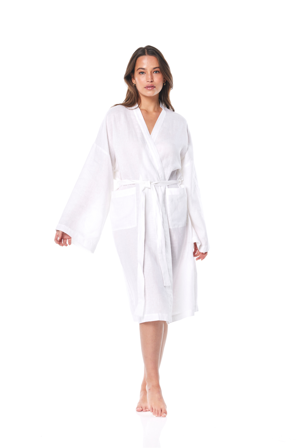 Nola White Linen Robe