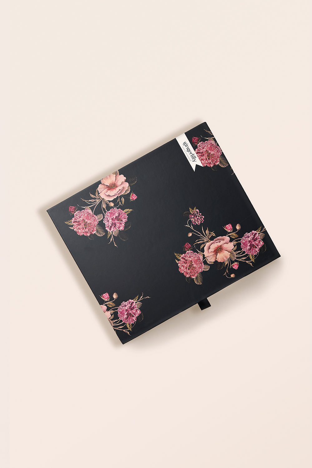 Ruby Floral Satin PJ set black box packaging featuring floral