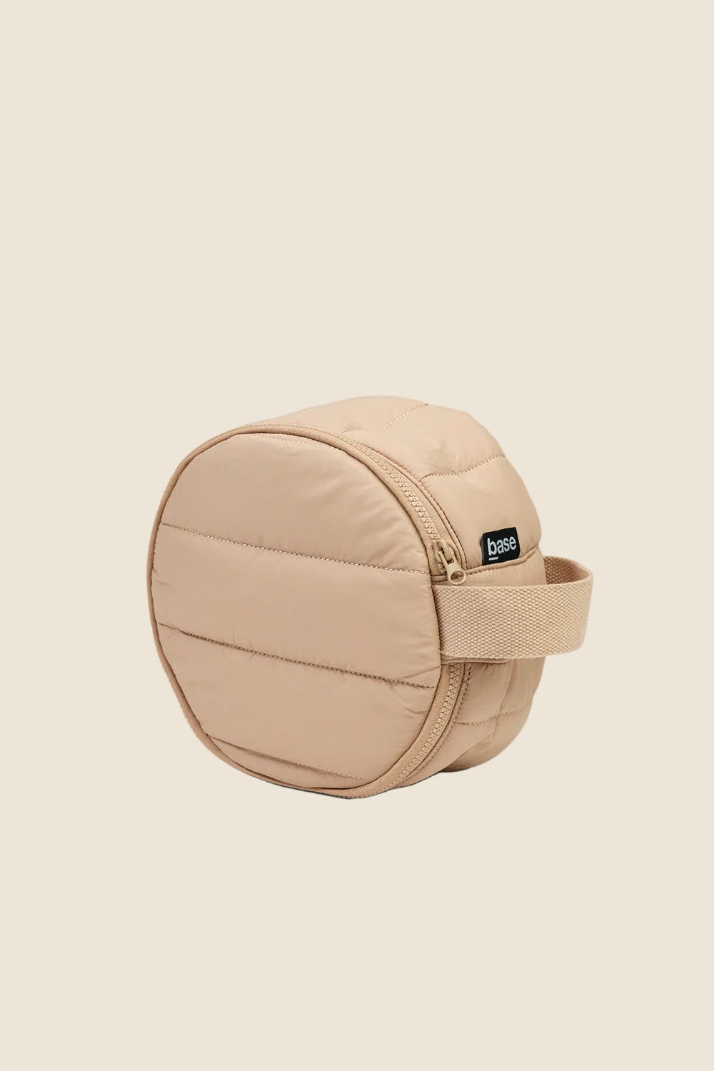 Beige quilted makeup bag with zipper and handle, Gingerlilly Sleepwear accessory