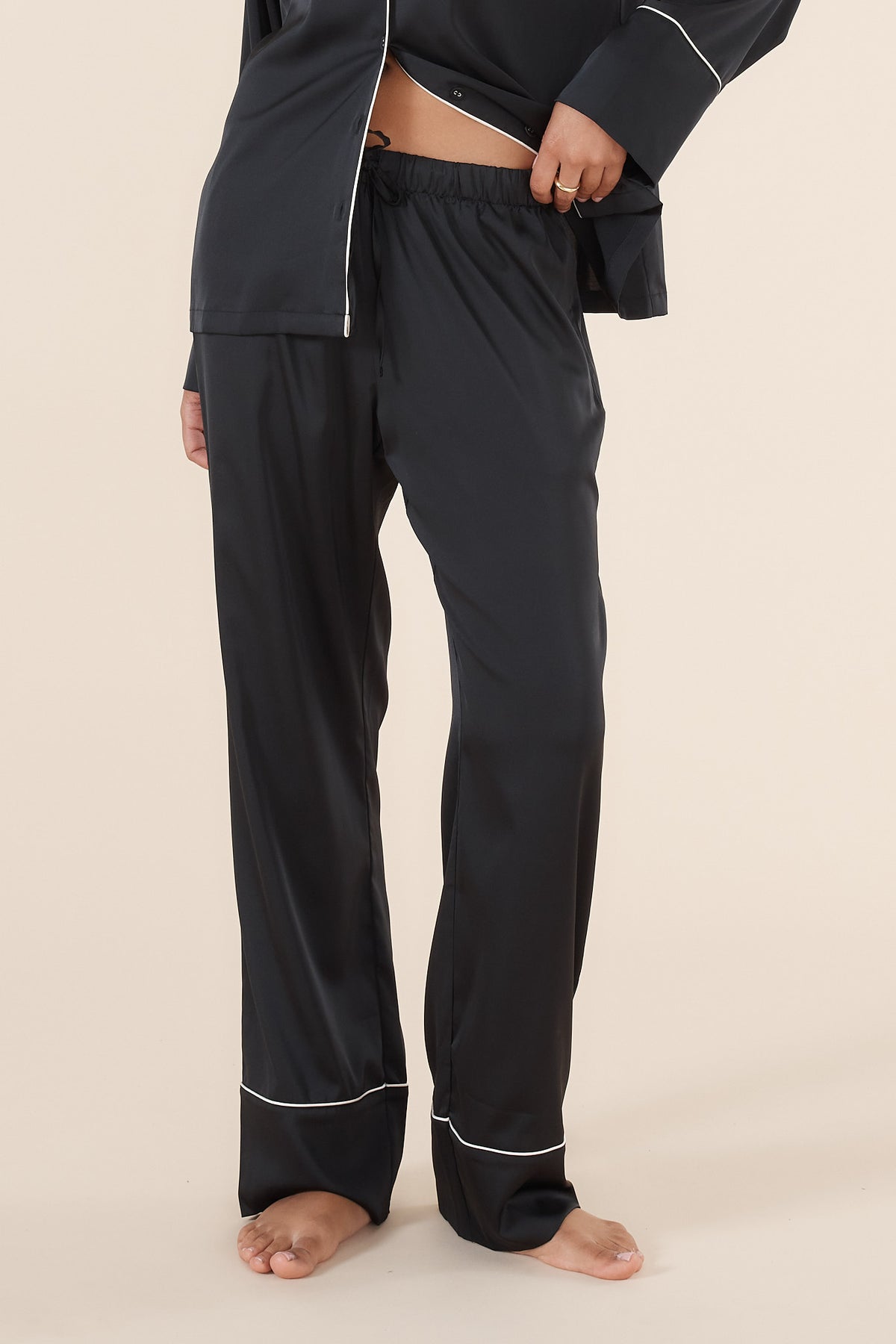 Adele Black Satin Set - Gingerlilly Sleepwear