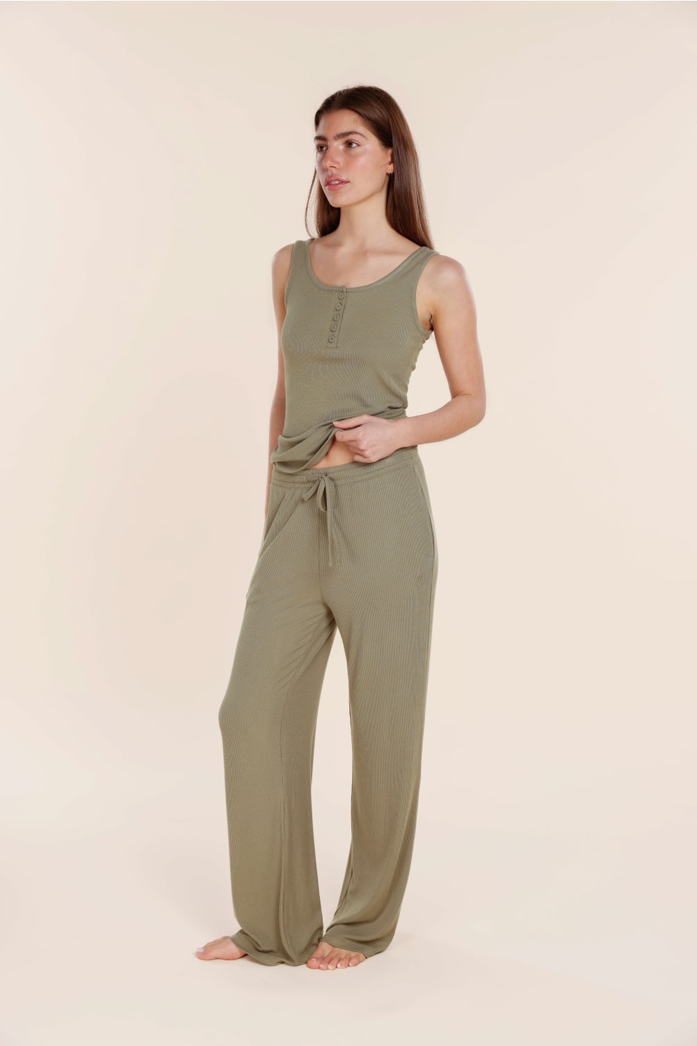 Athens Ribbed Long Pants - Gingerlilly Sleepwear