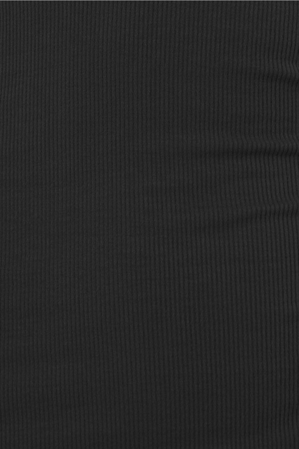 Close-up of black bonnie ribbed long sleeve midi henley nightdress fabric texture