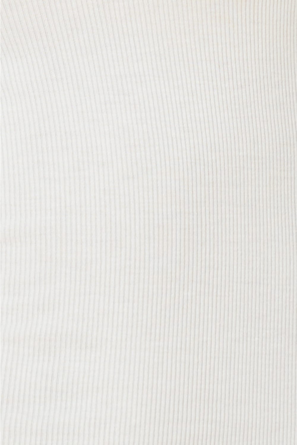 Close-up of white fabric texture of bonnie ribbed long sleeve midi henley nightdress ecru