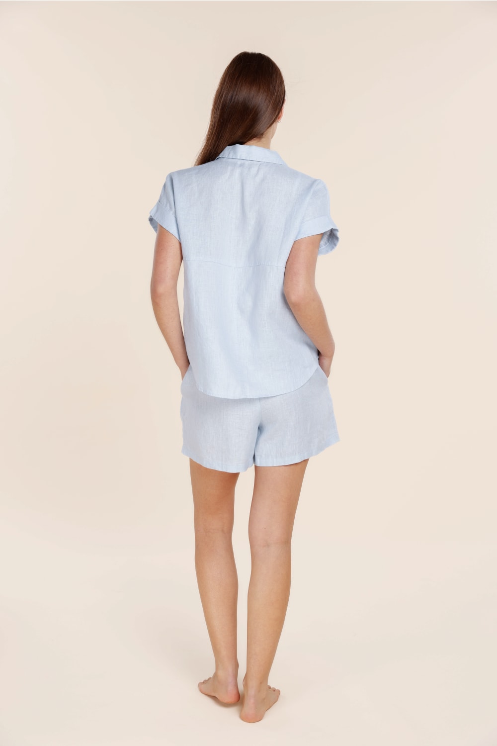 Charlotte Blue Linen Pyjama Set
