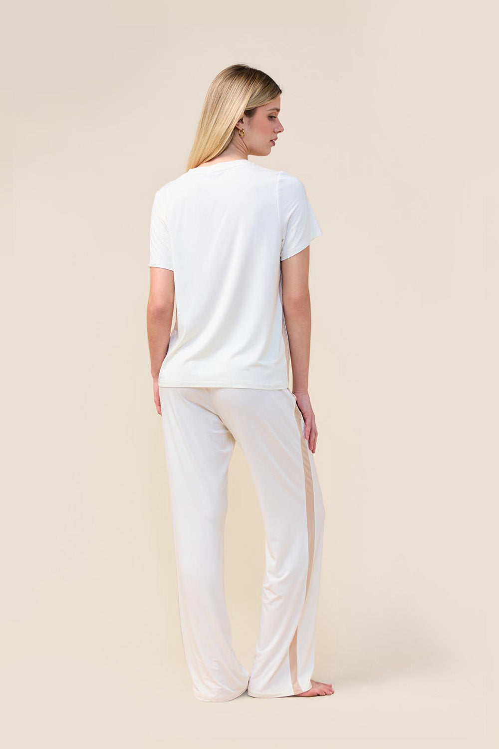 Gingerlilly Inez Bamboo Pant with Stripe - Ecru - Back alt 2