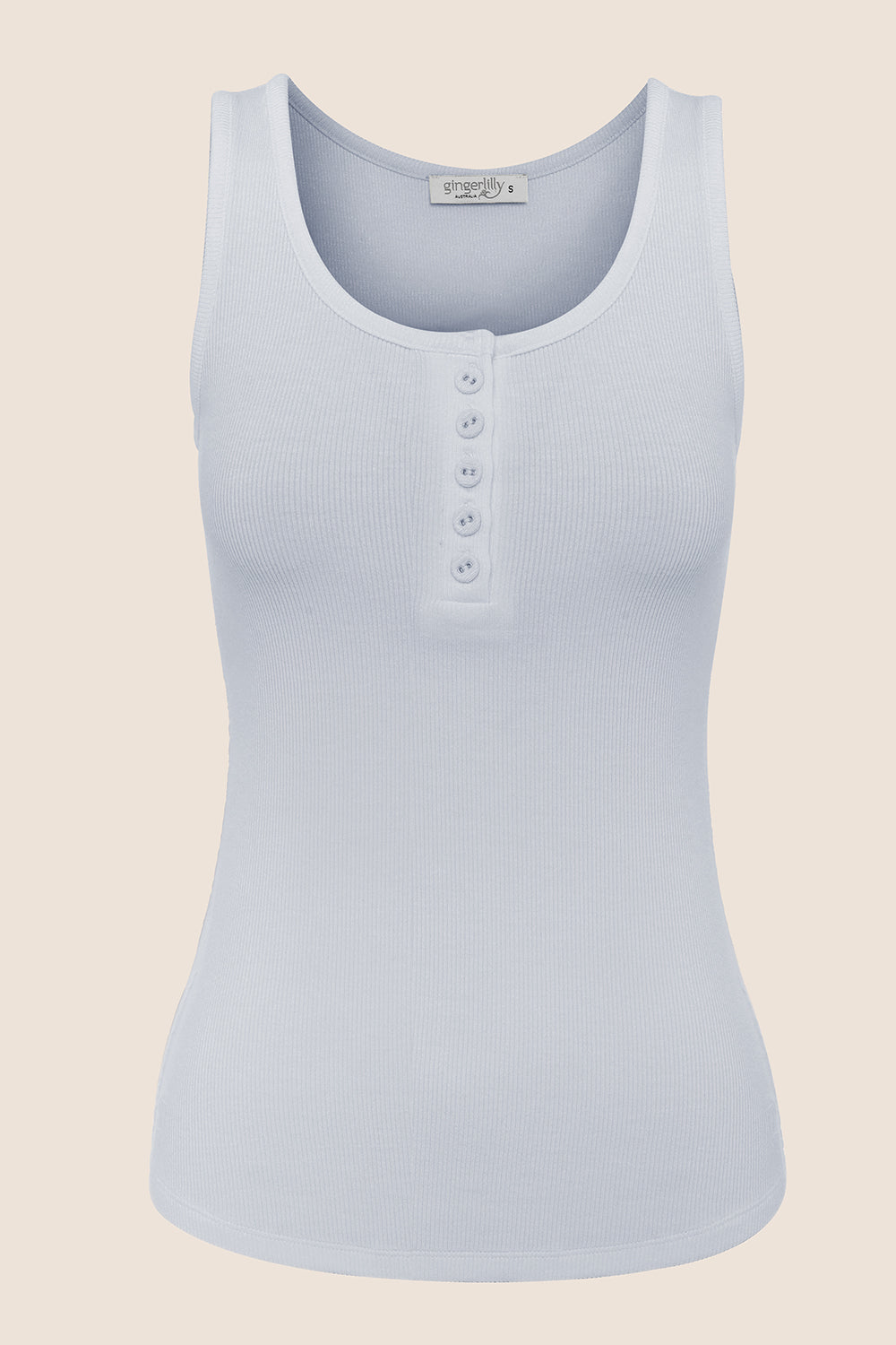 Liberty Ribbed Singlet Henley Top - Gingerlilly Sleepwear