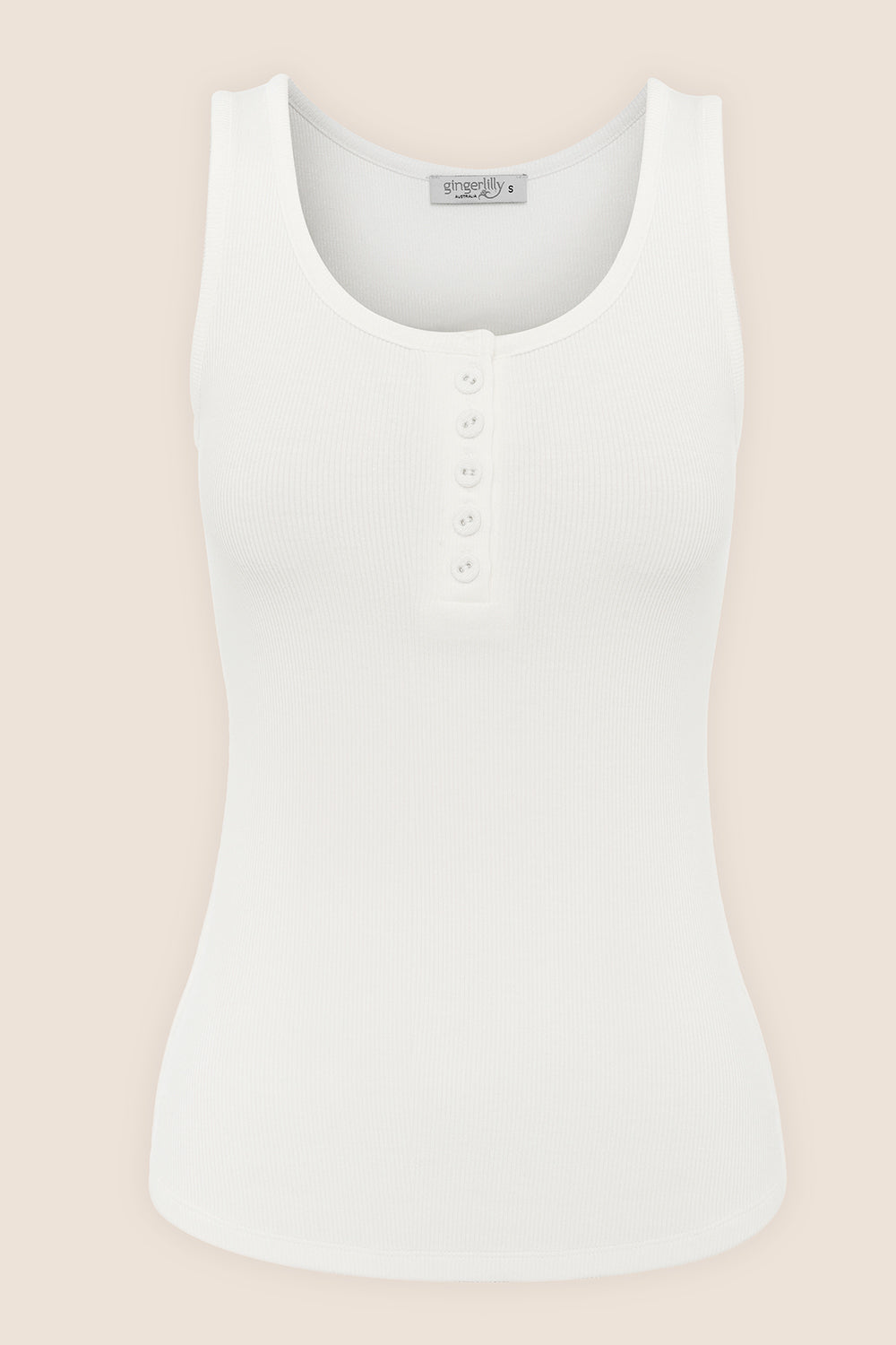 Liberty Ribbed Singlet Henley Top - Gingerlilly Sleepwear