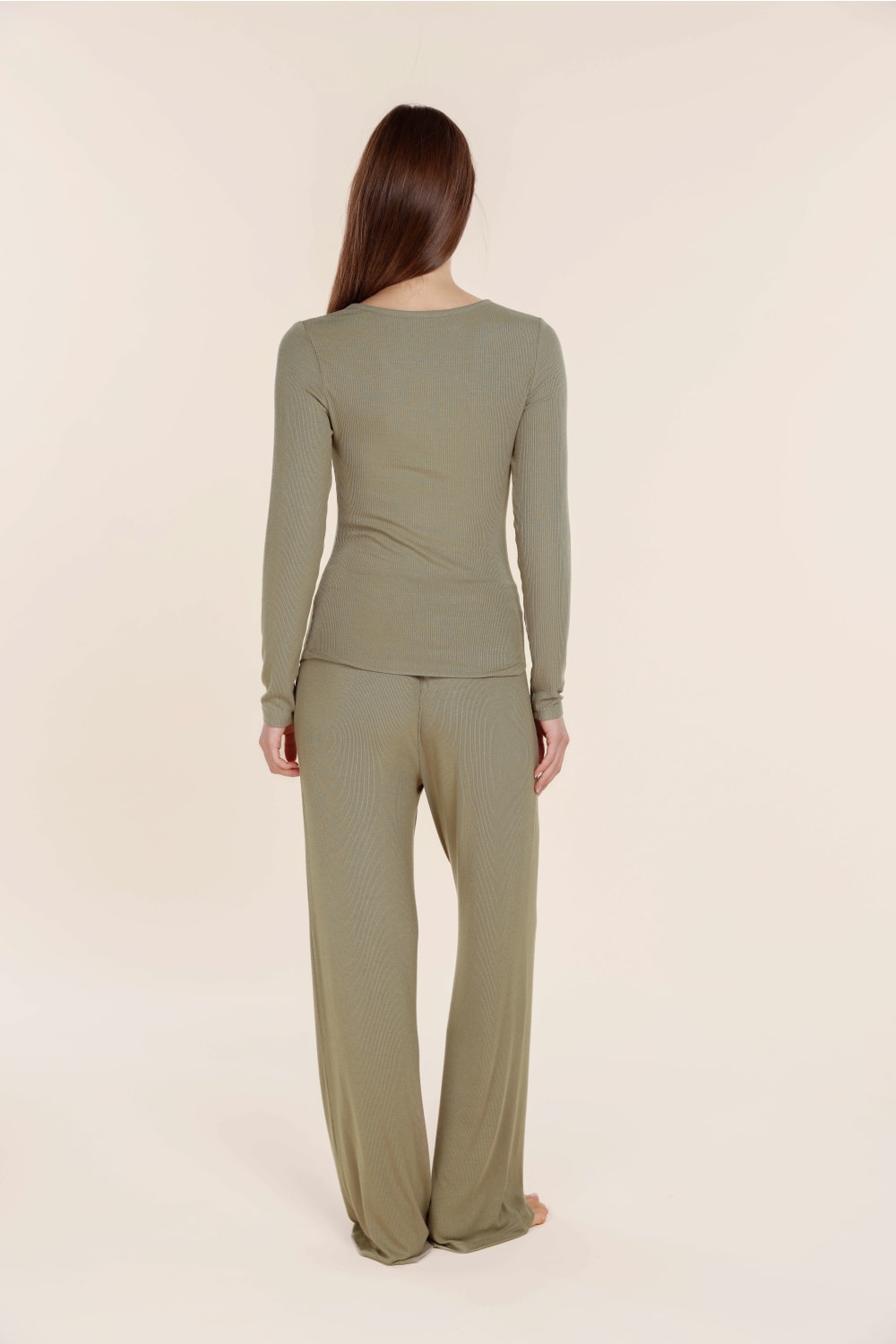 Lille Ribbed Long Sleeve Henley Top - Gingerlilly Sleepwear