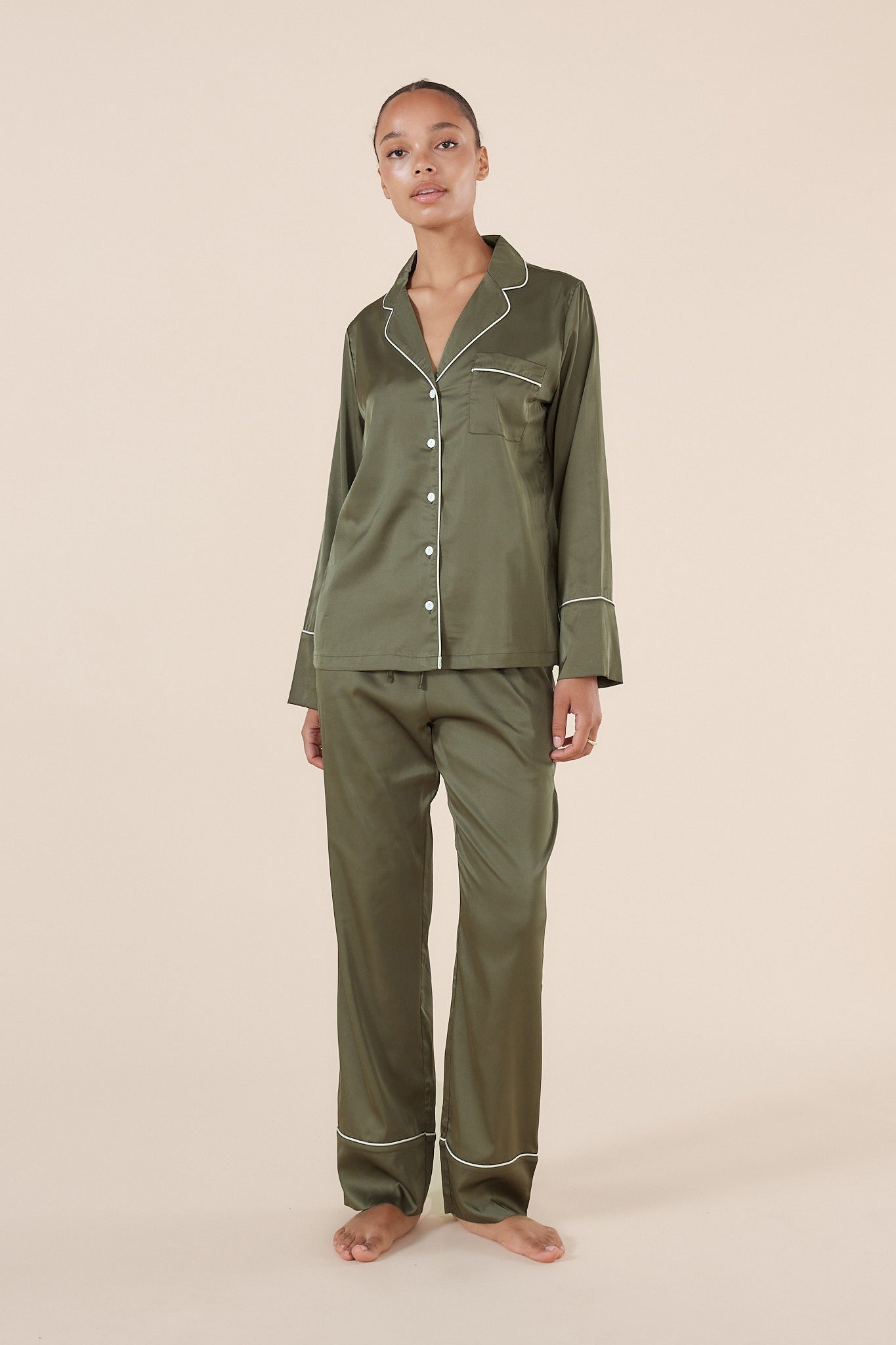 Luella Olive Silky Satin PJ Set Gingerlilly Sleepwear
