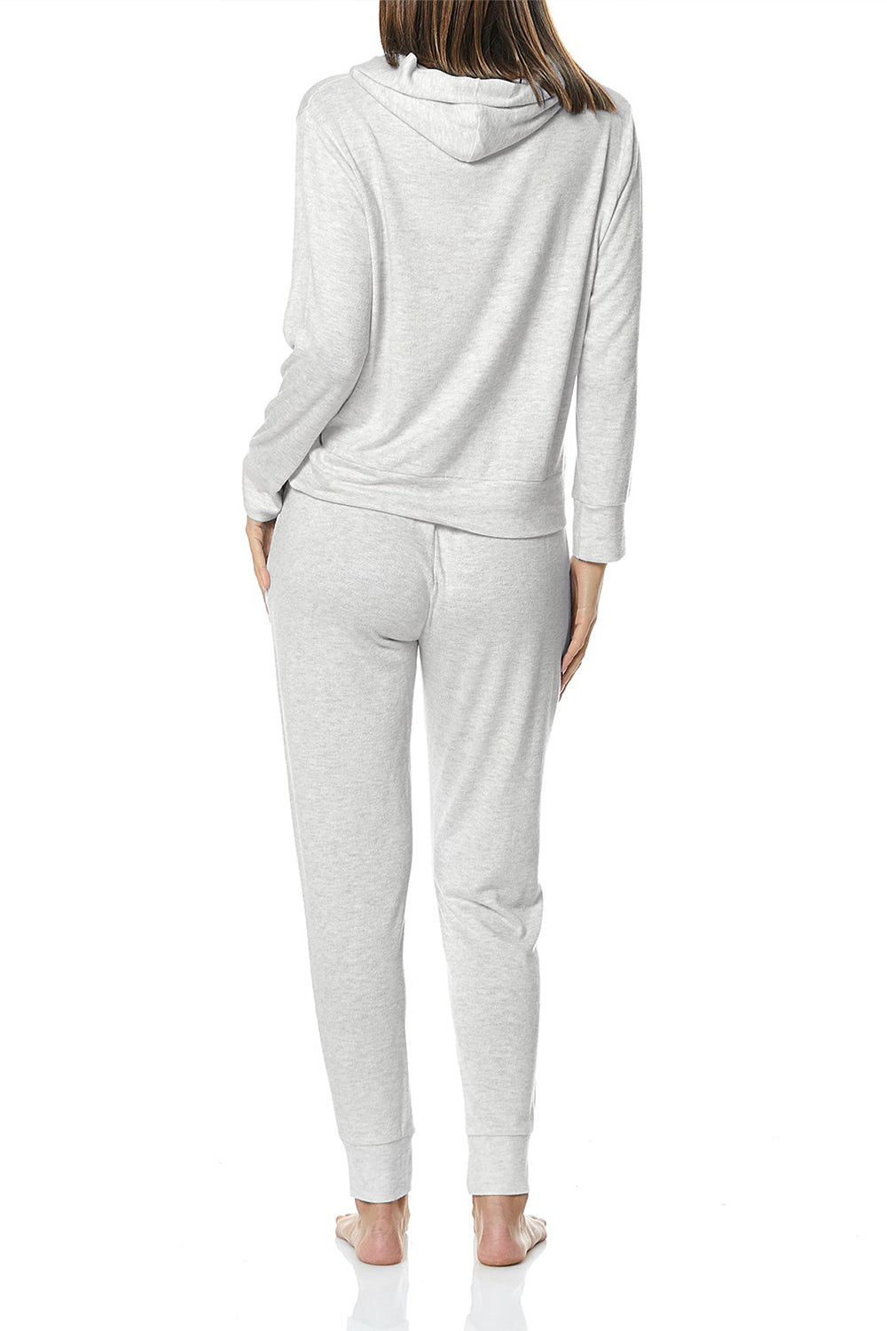 Marlena Light Grey Hooded Loungeset - Gingerlilly Sleepwear
