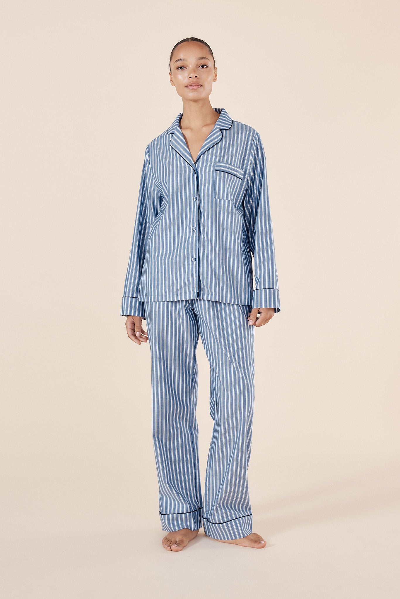 Striped Pajamas Classic Pajamas Classic Cotton Pyjama Set Blue