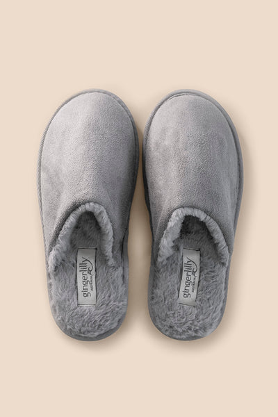 St Moritz Mock Suede Slipper Grey