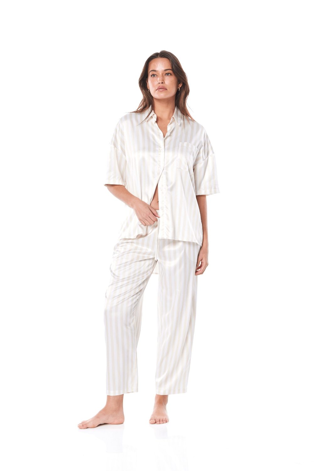Ursula Ivory Cream Stripe PJ - Gingerlilly Sleepwear