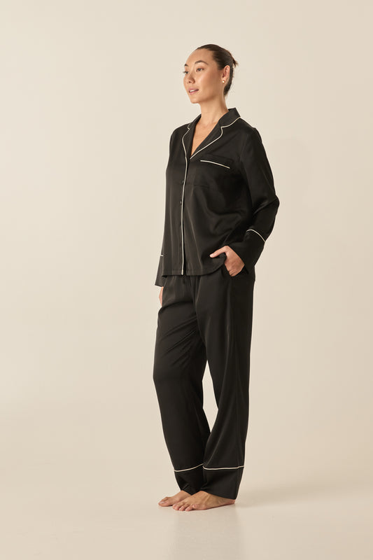 Adele Black Satin Set | Gingerlilly Sleepwear