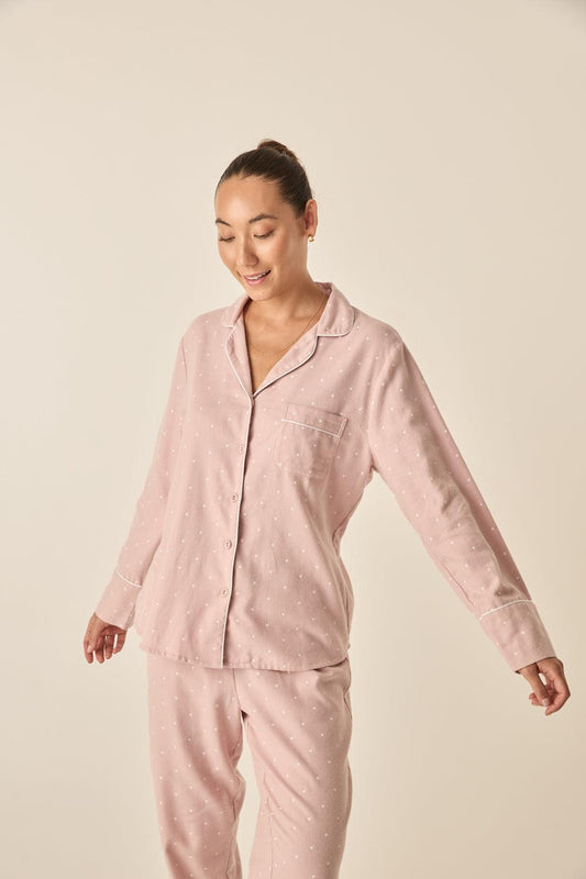 Alessia Pink Brushed Cotton Set | Gingerlilly Sleepwear