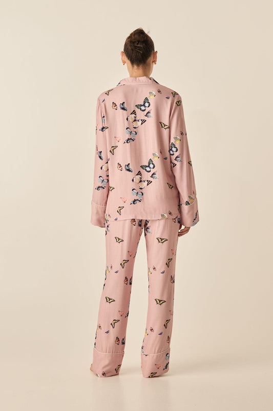 Catalina Pink Butterfly Viscose Set | Gingerlilly Sleepwear