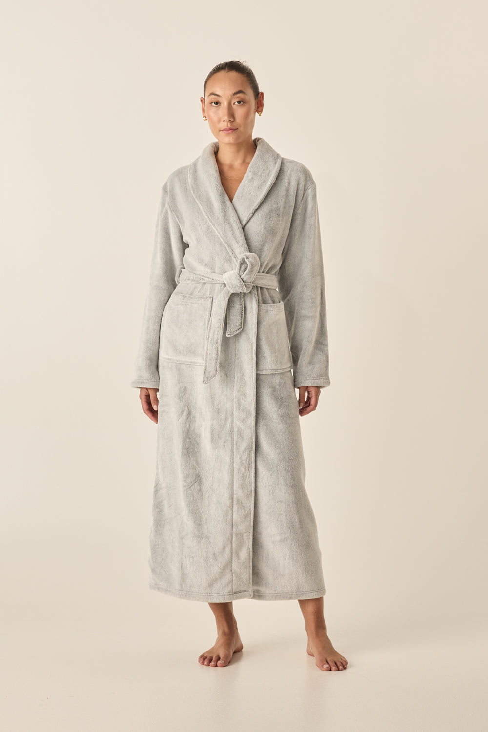 Gingerlilly Sleepwear | Desiré Grey Long Plush Robe