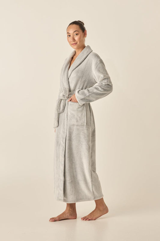 Desire Grey Long Plush Robe | Gingerlilly Sleepwear