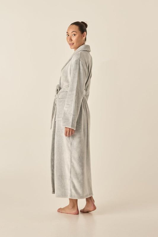 Desire Grey Long Plush Robe | Gingerlilly Sleepwear