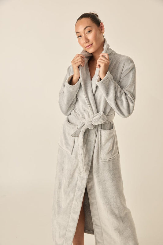 Desire Grey Long Plush Robe | Gingerlilly Sleepwear