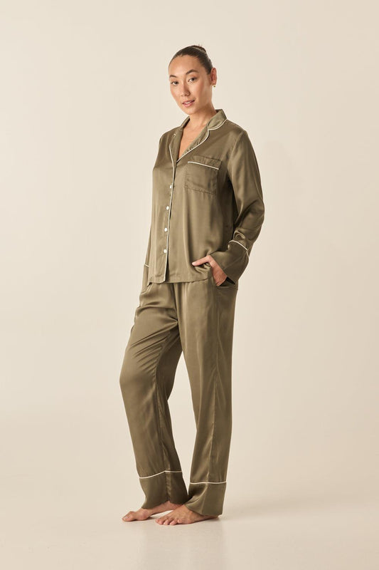 Luella Olive Silky Satin PJ Set | Gingerlilly Sleepwear