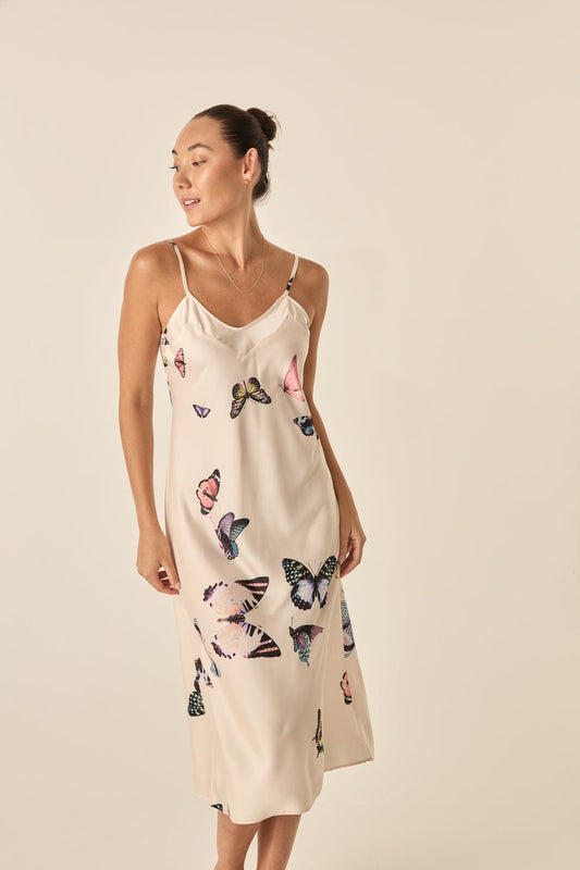 Nonny Butterfly Silk Satin Chemise | Gingerlilly Sleepwear