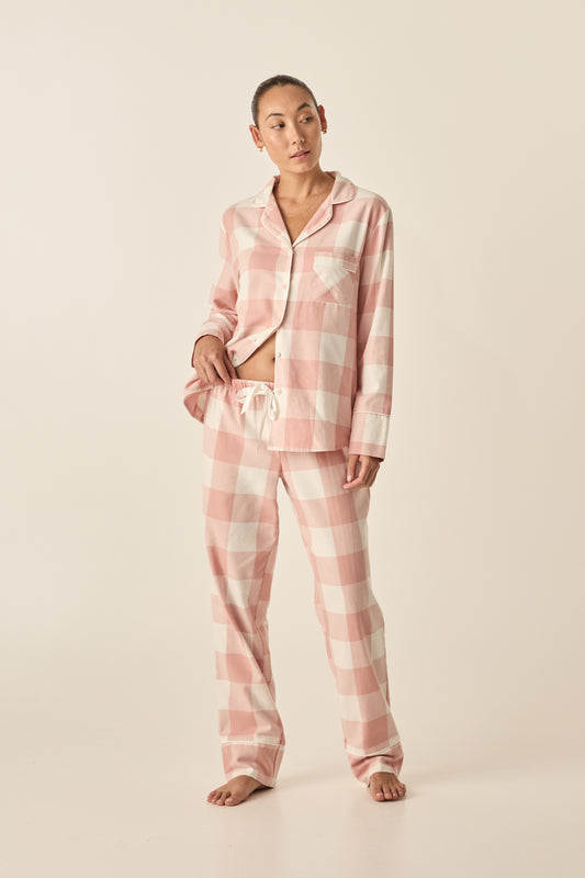 Saffron Pink Check Cotton Set | Gingerlilly Sleepwear