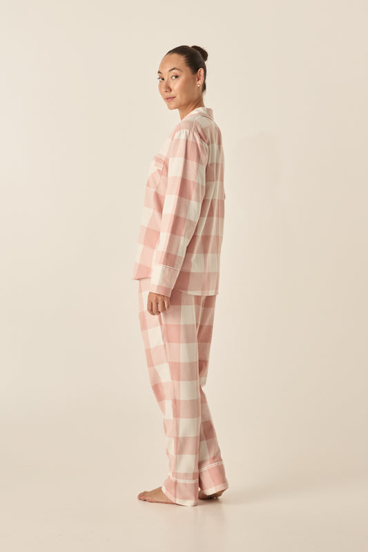 Saffron Pink Check Cotton Set | Gingerlilly Sleepwear