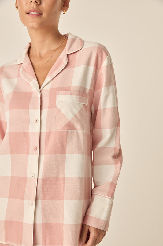 Saffron Pink Check Cotton Set | Gingerlilly Sleepwear