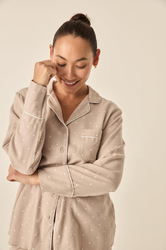 Vanessa Beige Brushed Cotton Set | Gingerlilly Sleepwear