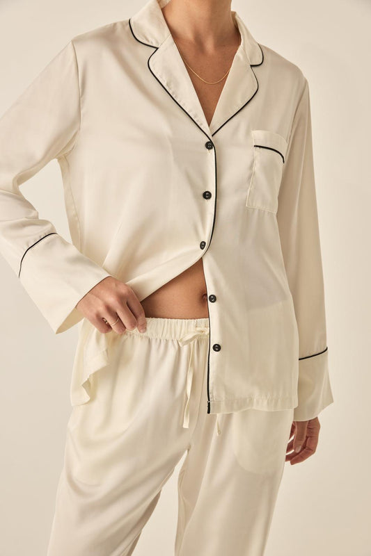 Whitney Ivory Silky Satin Set | Gingerlilly Sleepwear