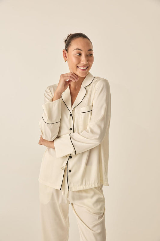 Whitney Ivory Silky Satin Set | Gingerlilly Sleepwear