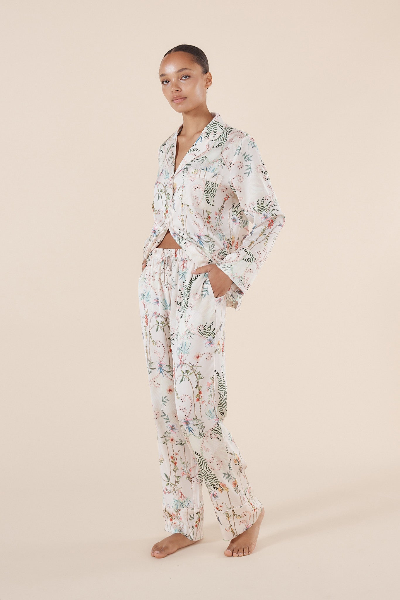 Women’s Satin Pyjama Set | Maeve Botanical Print by Gingerlilly