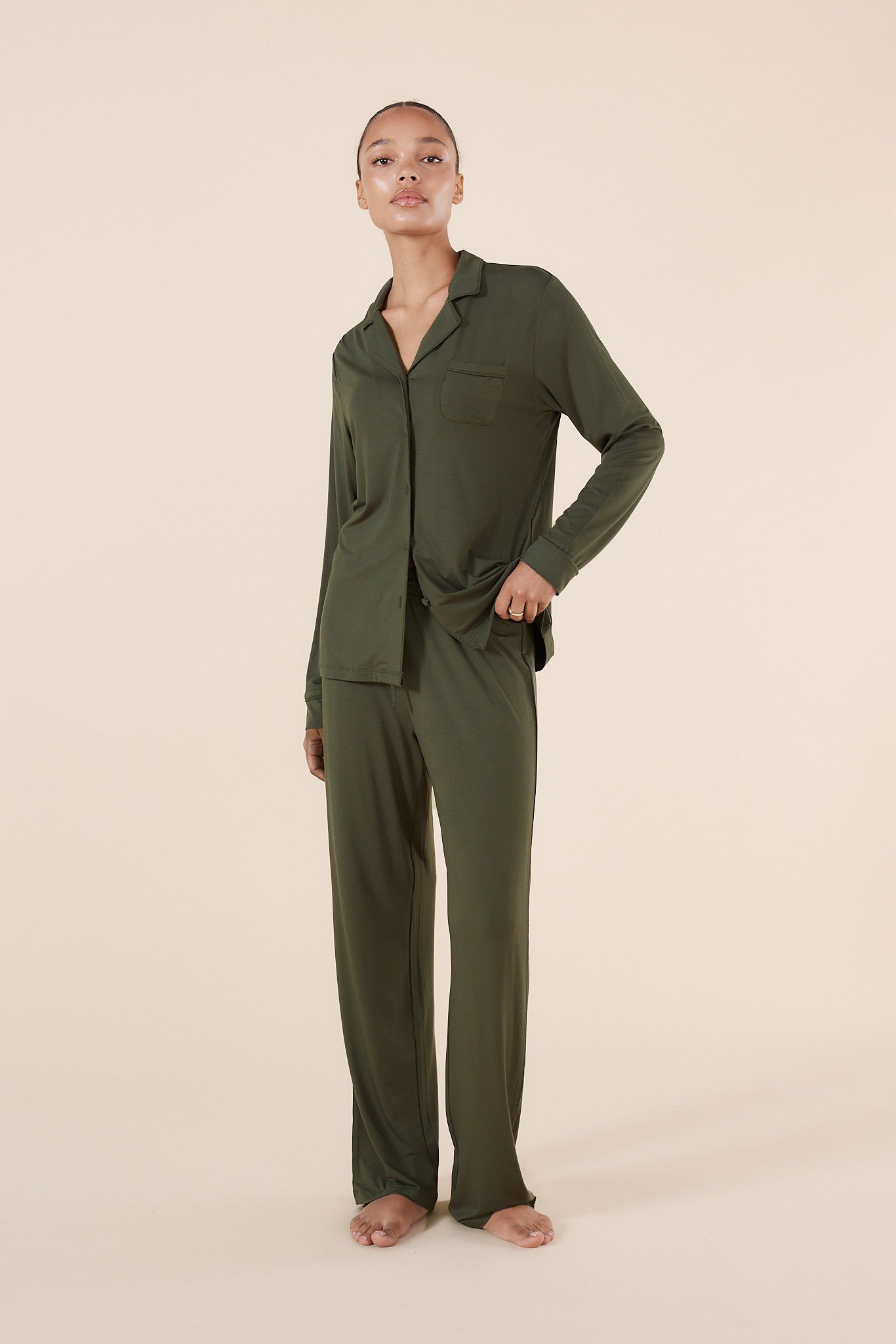  Bamboo Pyjama Set in Forest Green | Breathable Women’s Sleepwear