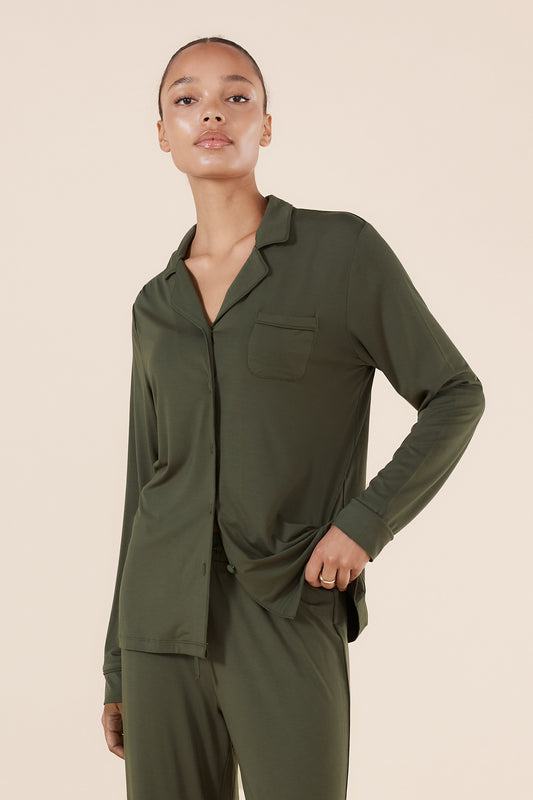  Bamboo Pyjama Set in Forest Green | Breathable Women’s Sleepwear