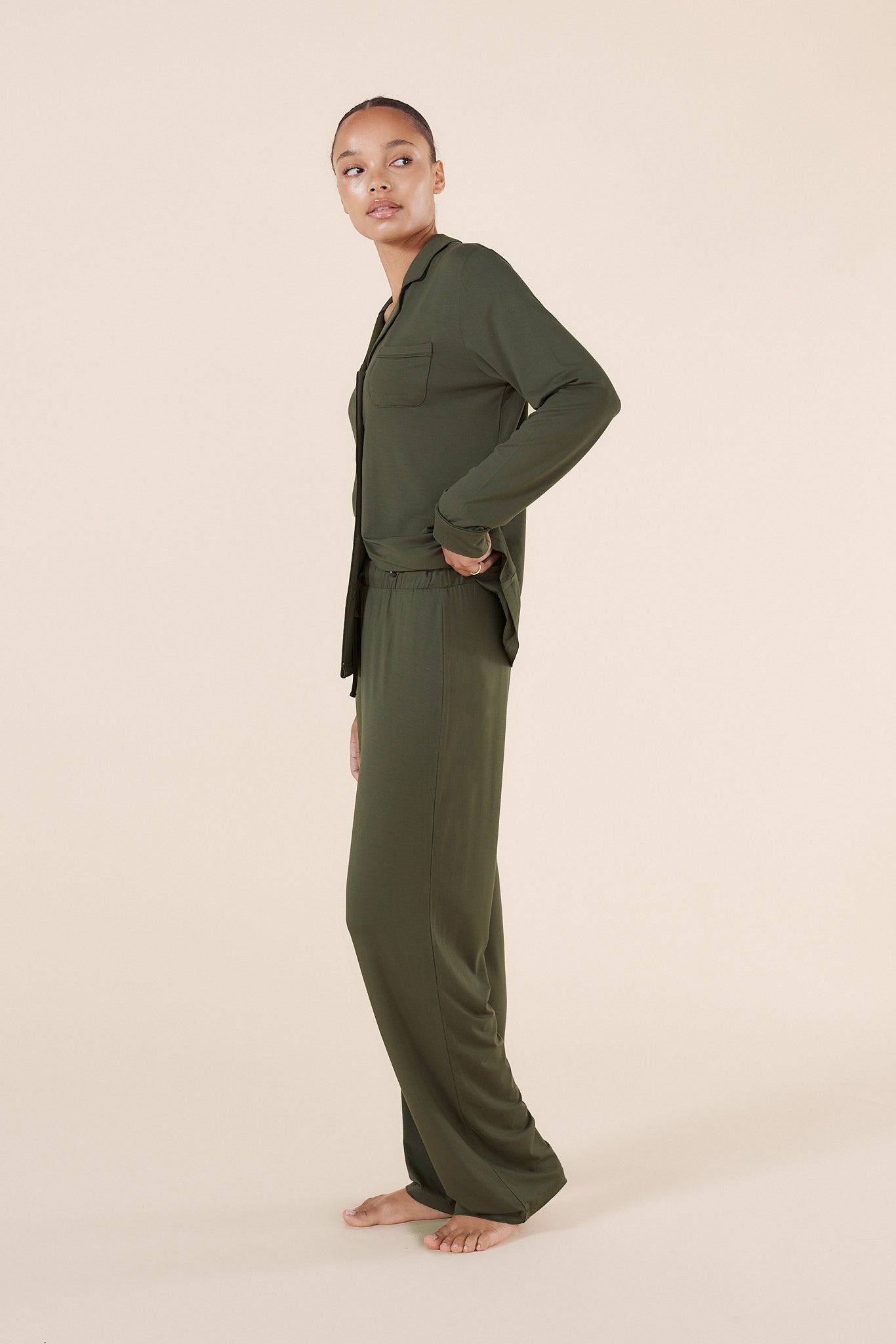  Bamboo Pyjama Set in Forest Green | Breathable Women’s Sleepwear