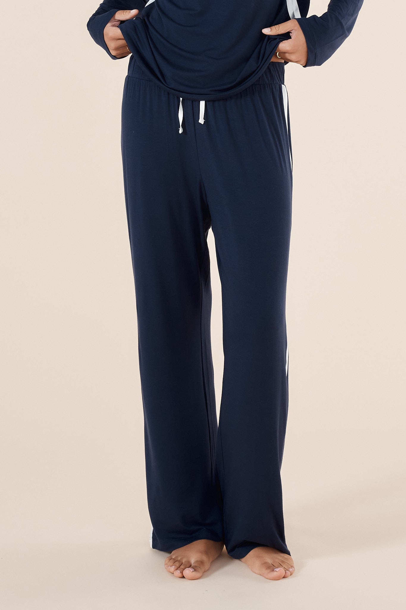 Bamboo Sport Long PJ Set in Navy | Women's Loungewear by Gingerlilly