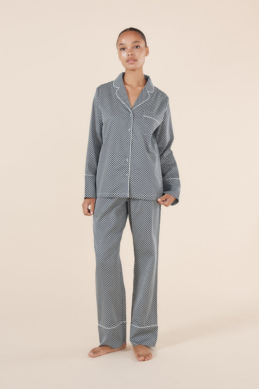 Women's Navy Cotton Pyjama Set – Long Sleeve Pyjama | Gingerlilly