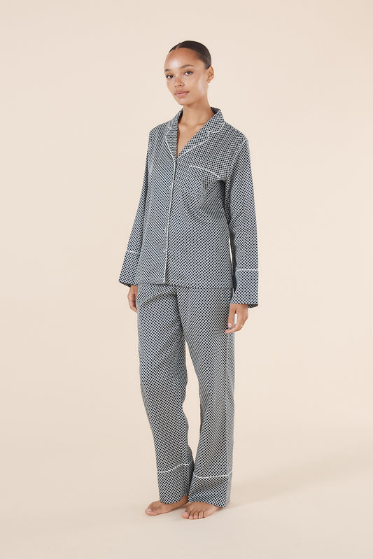 Women's Navy Cotton Pyjama Set – Long Sleeve Pyjama | Gingerlilly