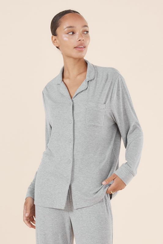 Grey Ribbed Loungewear Pyjama Set ~ Women's loungewear | Gingerlilly