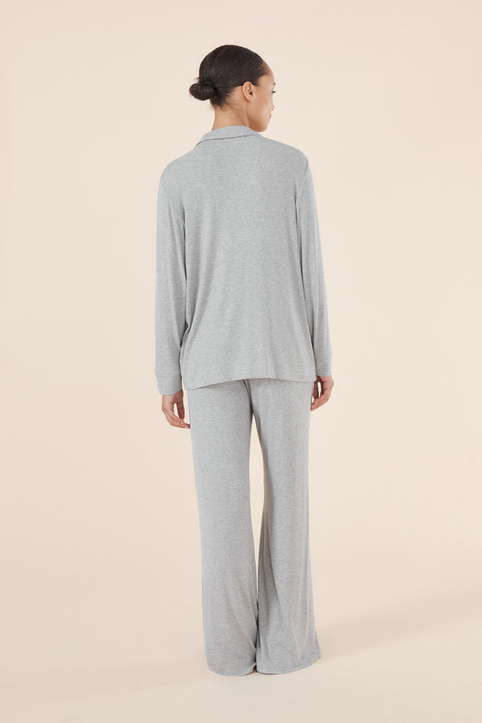 Grey Ribbed Loungewear Pyjama Set ~ Women's loungewear | Gingerlilly