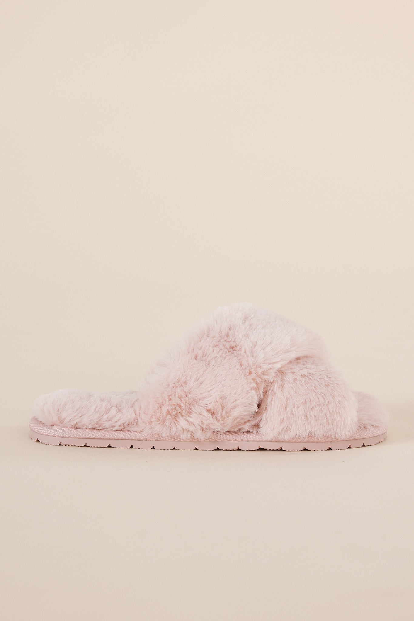 Plush Slippers in Pale Pink | Gingerlilly faux fur Open-Toe Slippers