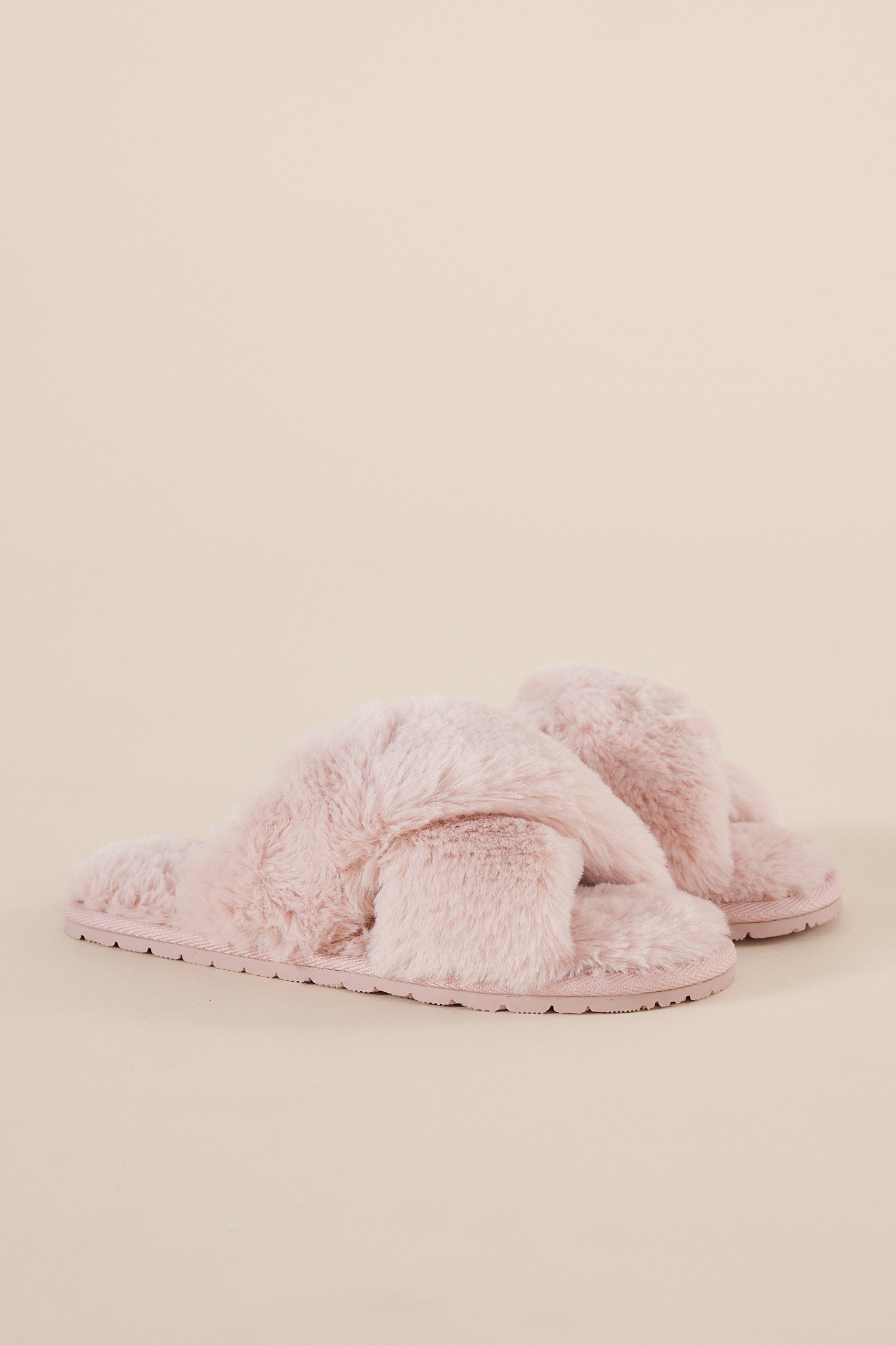 Plush Slippers in Pale Pink | Gingerlilly faux fur Open-Toe Slippers