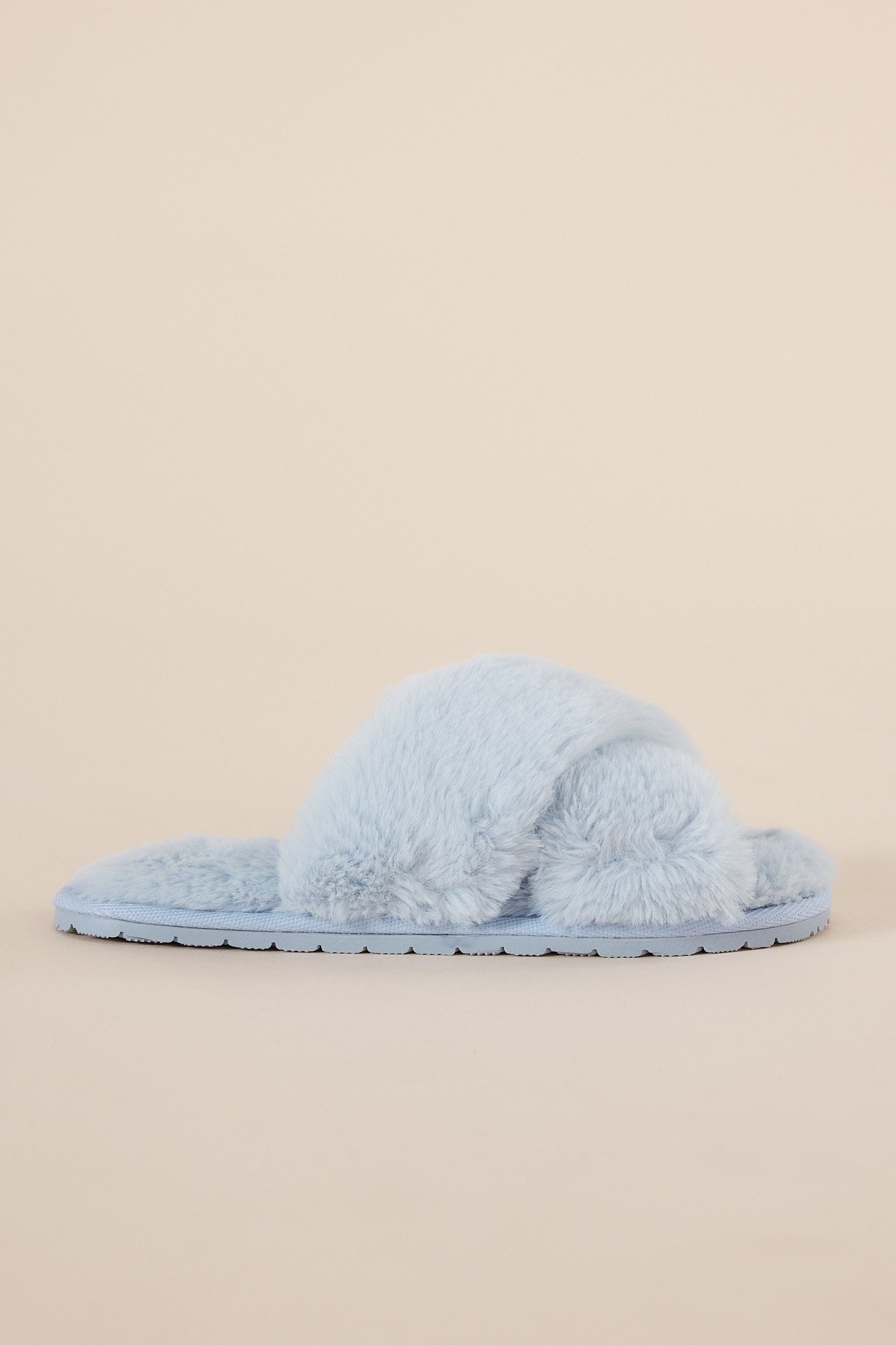 Plush Slippers in Pale Blue | Gingerlilly faux fur Open-Toe Slippers