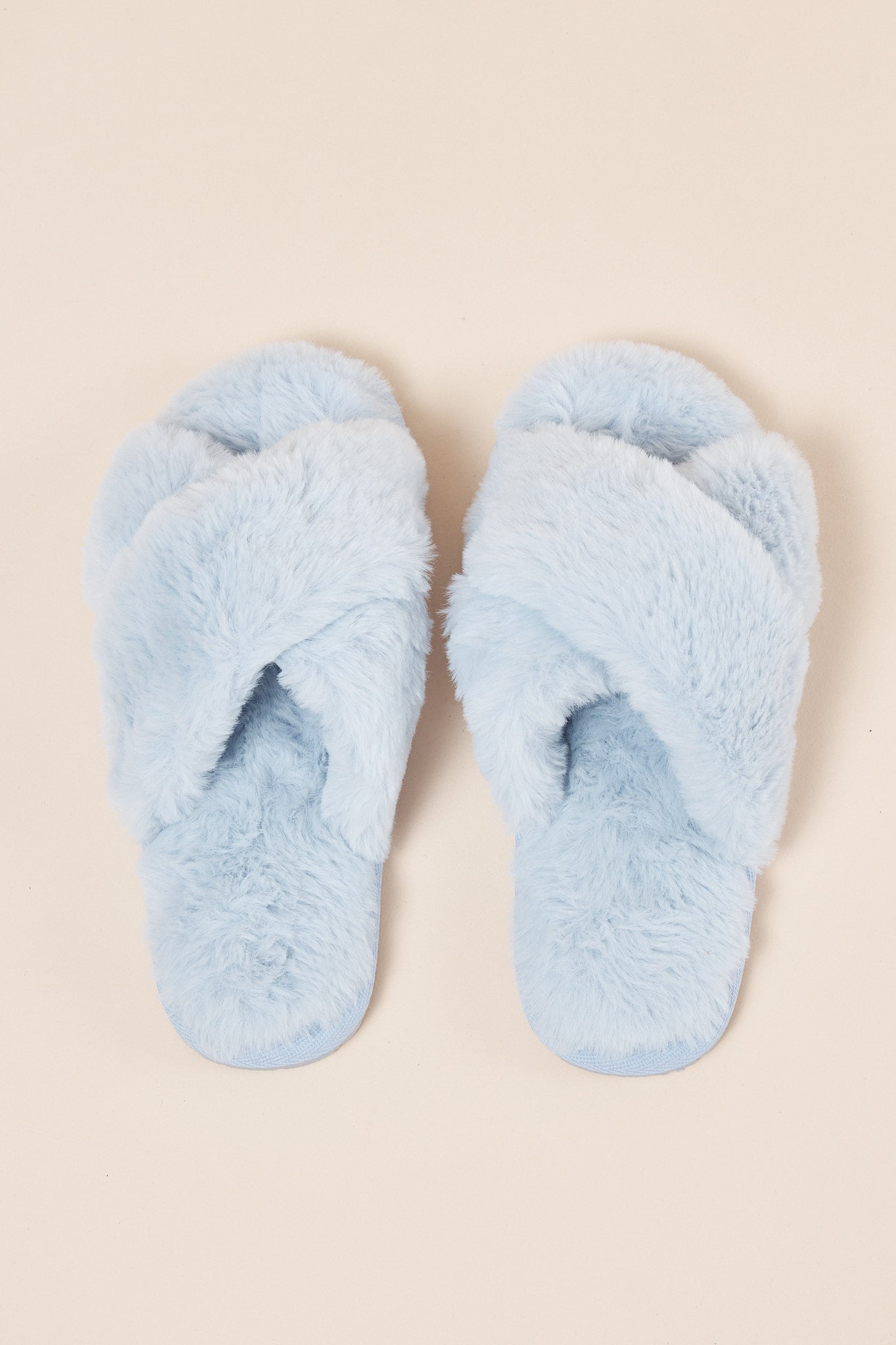 Plush Slippers in Pale Blue | Gingerlilly faux fur Open-Toe Slippers