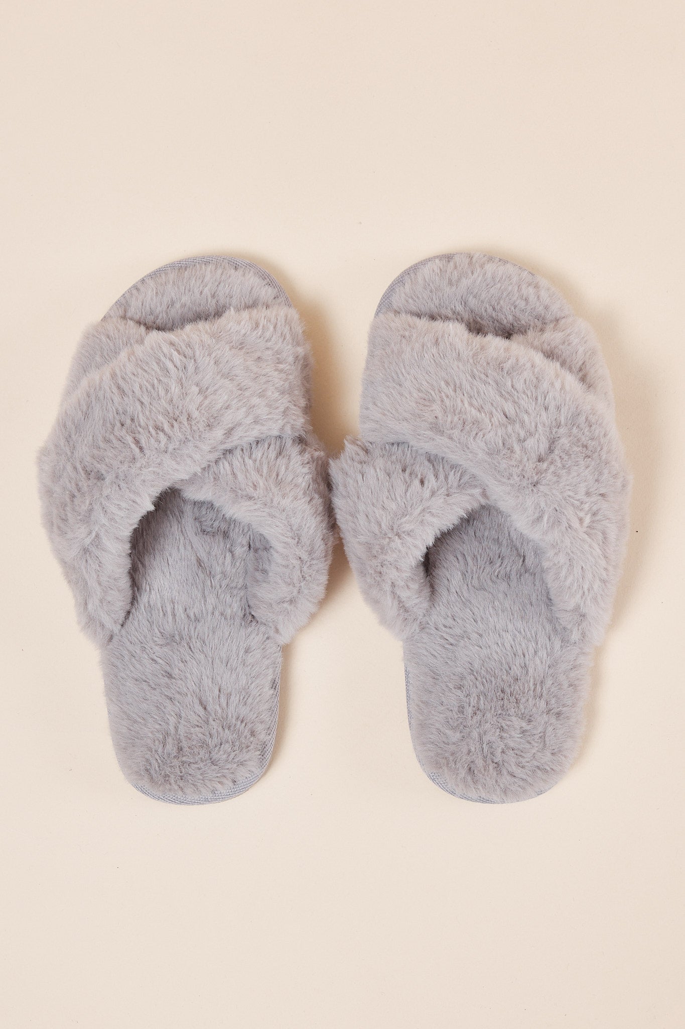 Plush Slippers in Grey | Gingerlilly faux fur Open-Toe Slippers