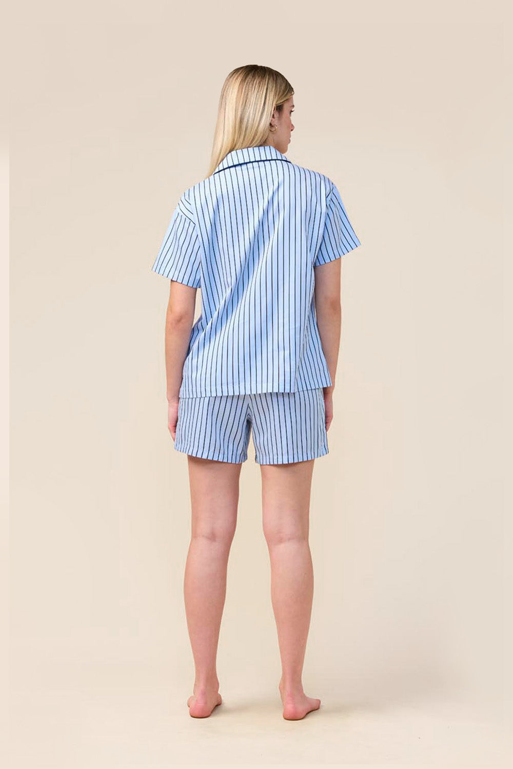 Gingerlilly Poppy Stripe Short PJ Set - Blue - Back