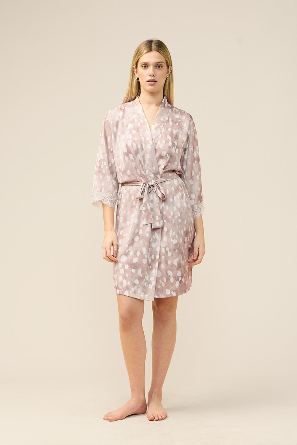 Gingerlilly Hadley Brown Spot Robe - Front